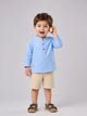 Light Organic Cotton Sky Blue Shirt & Beige Shorts Co-ord Set