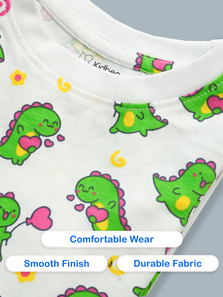 Organic Cotton Unisex Kids Co-ord Set – Soft Breathable Dinosaur Print T-Shirt & Shorts Set