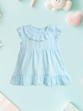 Light Organic Cotton  Girls Frock Set | Pack of 3 (Sky Blue, Green & Rust)