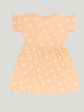 Kidbea Girls Cotton Frock | Heart Printed Dress for Summer | Ruffle Sleeves | Pink