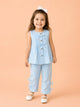 Light Organic Cotton Sky Blue Printed Top & Pant Co-ord Set