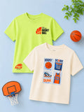 Bamboo Fabric Unisex Kids Half Sleeve T-Shirt Pack of 2 – Soft Breathable Basketball Graphic Print Tee