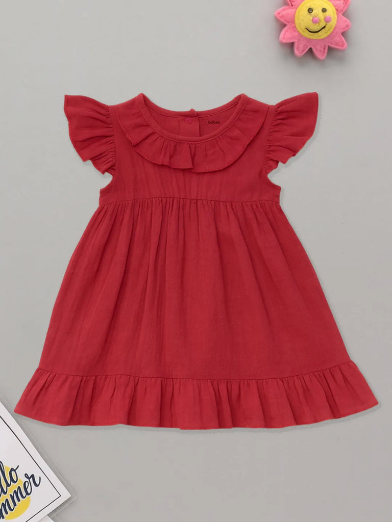 Light Organic Cotton Trendy Maroon Frock | Elegant & Comfortable
