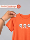 BambooTEC™ Bamboo Girls Orange Top – Baa Baa Besties Print
