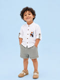 Light Organic Cotton White Shirt & Green Shorts Co-ord Set