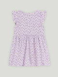 Kidbea Girls Cotton Frock | Floral Printed Dress with Ruffle Sleeves | Casual & Trendy Dress | Lavender