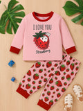 Kidbea Unisex Kids Cotton Night Suit | Soft & Cute Strawberry Print Pajama Set for Boys & Girls | Pink