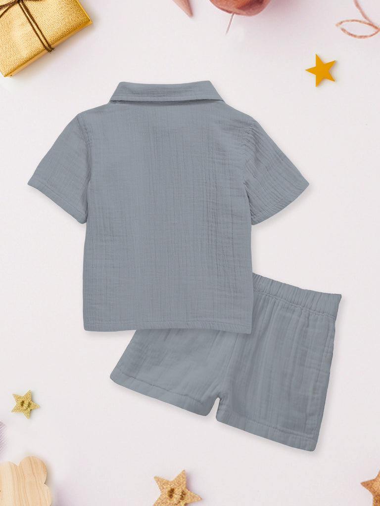 Light Linen Shirt & Pant Grey Co-ord Set