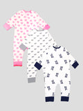 Kidbea 100% Organic Cotton Romper Bodysuit Jumpsuit Combo 3 Designs Colorheart elephant dog Printed