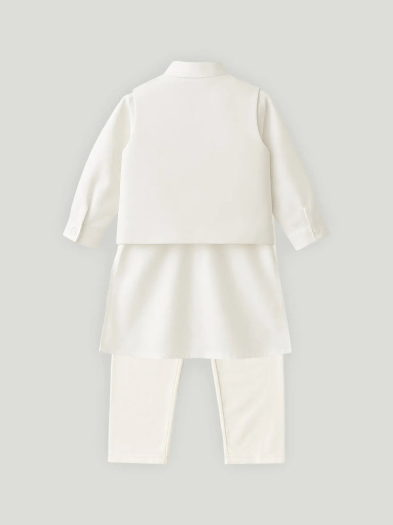Kidbea Boys Ethnic Wear Set | Kurta Pajama with Stylish Nehru Jacket | Festive Traditional Outfit for Kids | Cream