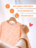 Organic Cotton Unisex Baby Co-ord Set – Soft Breathable Peach Bunny Print Full Sleeve T-Shirt & Pyjama Set for Infants