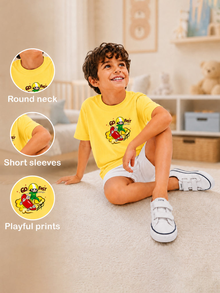 Bamboo Fabric Unisex Kids Half Sleeve T-Shirt Pack of 2 – Beach & Skateboard Graphic Print Soft Summer Tee Set