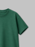 Organic Cotton Green Round Neck Solid Oversized Half Sleeve T-Shirt | Unisex