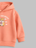 Unisex Peach Hoodie – Pocket Size Bestie Hamster Print Sweatshirt