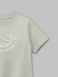 Organic Cotton Gray Whale Print Oversized Round Neck Half Sleeve T-Shirt | Unisex