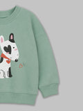 Unisex Green Sweatshirt – Cute Cow Print Full-Sleeve Sweatshirt