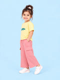 Unisex Cotton Co-Ord Set – Yellow Crocodile T-Shirt & Pink Cargo Pants