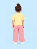 Unisex Cotton Co-Ord Set – Yellow Crocodile T-Shirt & Pink Cargo Pants