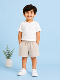 Boys Cotton Drawstring Shorts - Natural Beige