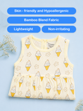 BambooTEC™ Bamboo Muslin Baby Frock – Ice Cream & Star Print, Soft & Breathable Dress