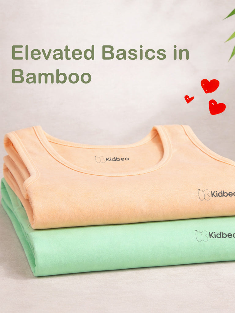 Bamboo Vest for Kids Pack of 2 (Peach & Mint Green) – Soft, Breathable & innerwear
