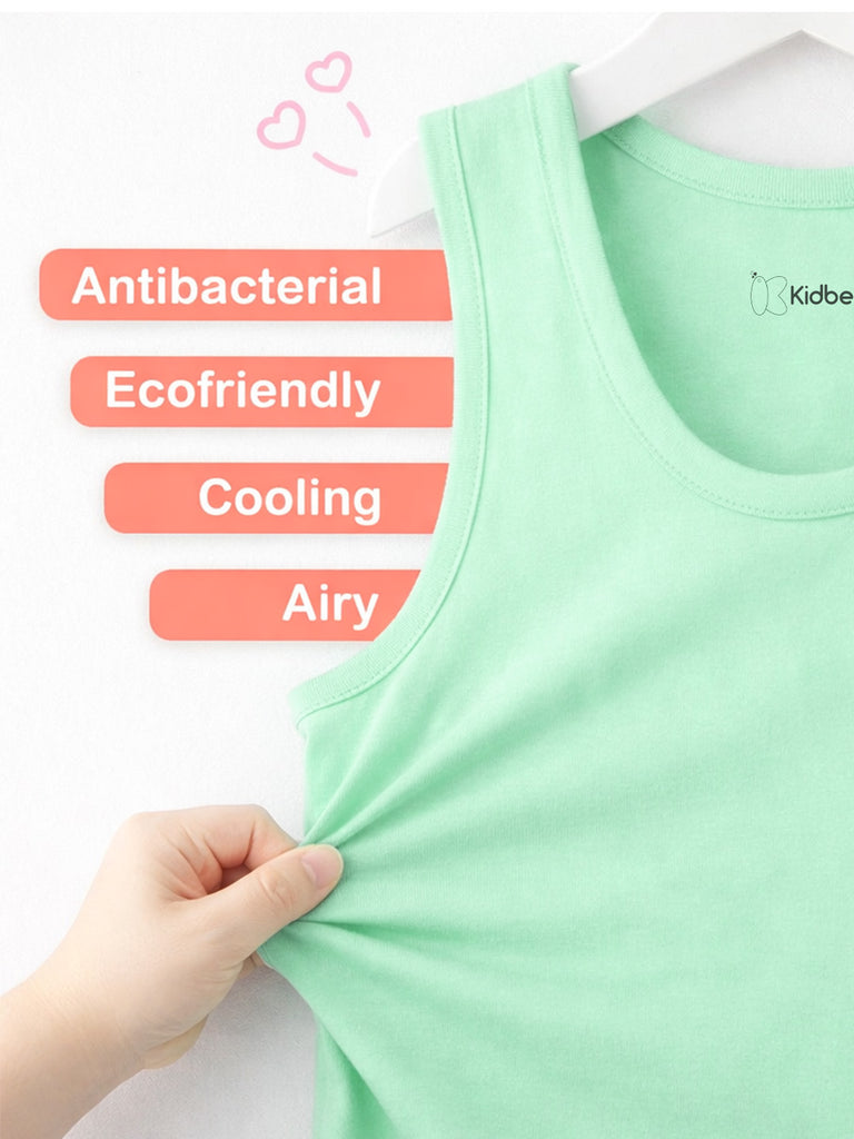 Bamboo Vest for Kids Pack of 2 (Peach & Mint Green) – Soft, Breathable & innerwear