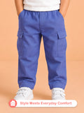 Unisex Blue Cotton Kids Cargo Jogger Pants – Comfortable Everyday Bottomwear
