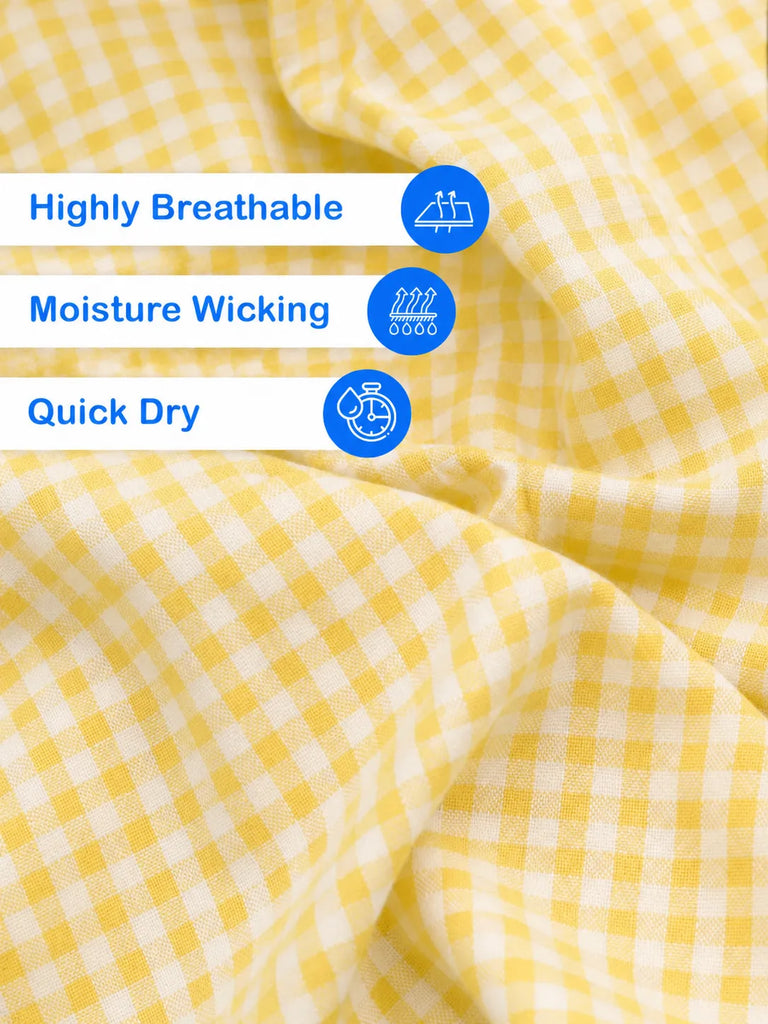 Boys Cotton Yellow Gingham Check Shirt