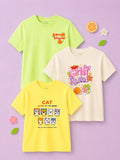 Bamboo Fabric Girls Half Sleeve T-Shirt Pack of 3 – Tiny Tangerine, Girls Rule & Cat Mood Graphic Print Soft Summer Tee Set