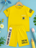 Kidbea Boys Summer T-Shirt and Shorts Co-Ord Set | Soft Cotton Blend Outfit for Kids | Yellow