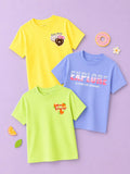 Bamboo Fabric Girls Half Sleeve T-Shirt Pack of 3 – Donut Worry, Tiny Tangerine & Explore Graphic Print Soft Summer Tee Set