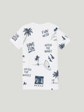Kidbea Boys Beach Theme Co-Ord Set | Summer Cotton T-Shirt and Shorts for Boys | White