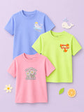 Bamboo Fabric Girls Half Sleeve T-Shirt Pack of 3 – Growing Everyday, Tiny Tangerine & Sea Play Graphic Print Soft Summer Tee Set