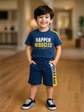 Kidbea Boys Cotton T-Shirt and Shorts Set | Summer Co-Ord Outfit for Kids | Blue