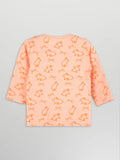 Organic Cotton Unisex Baby Co-ord Set – Soft Breathable Peach Bunny Print Full Sleeve T-Shirt & Pyjama Set for Infants