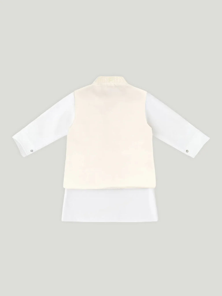 Boys Ethnic Wear Set | Kurta Pajama with Stylish Nehru Jacket | Festive Traditional Outfit for Kids | White