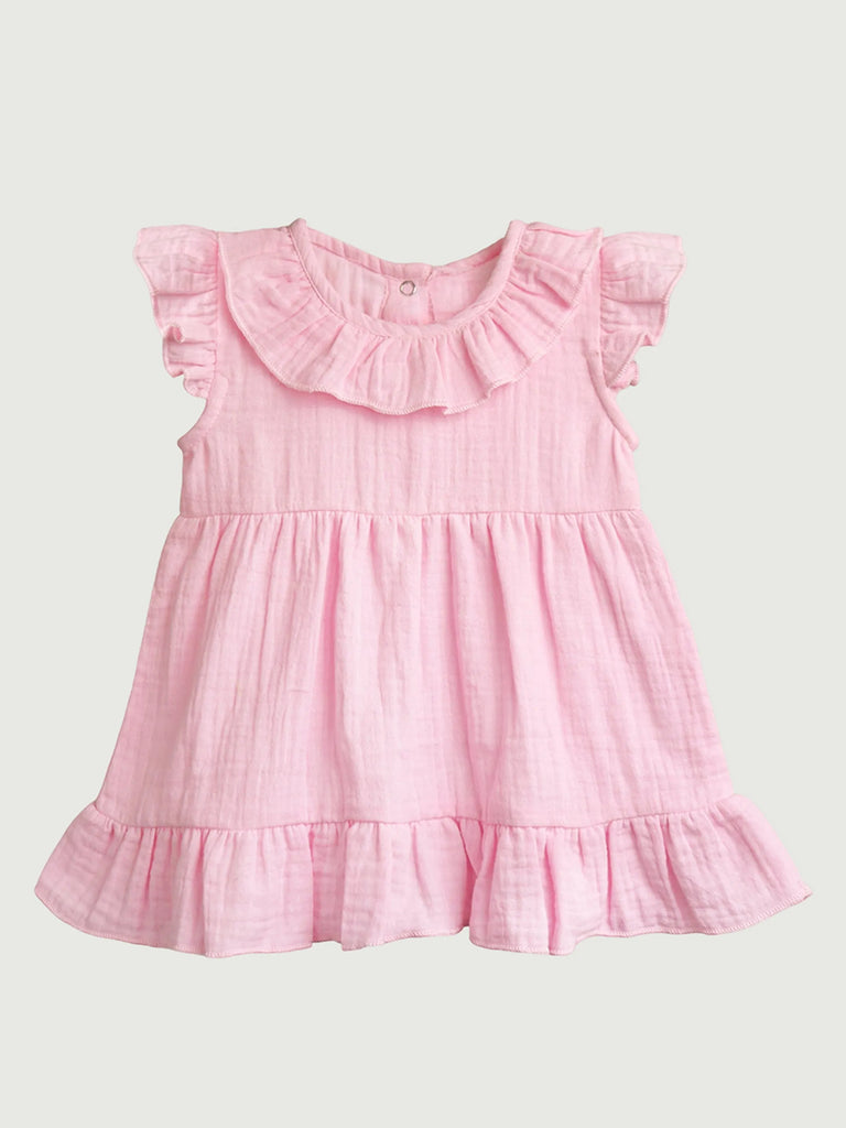 Light  Organic cotton  Girls Frock Set | Pack of 2 (Mustard Yellow & Charming Pink)