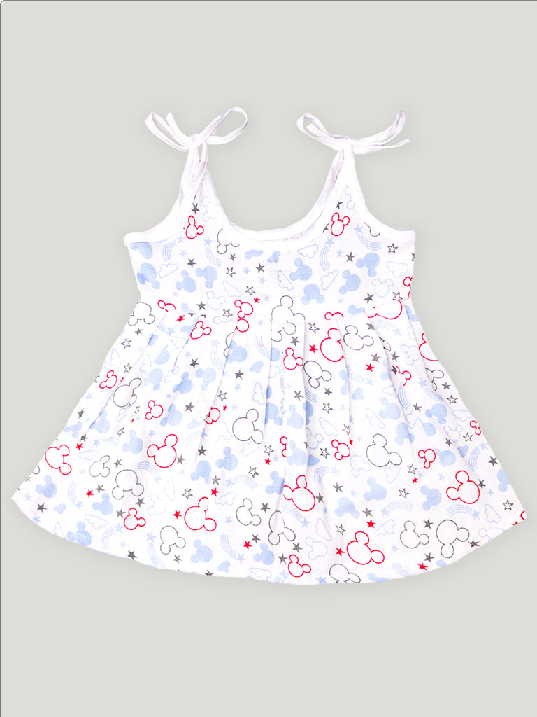 Kidbea Extra Soft Muslin Cotton Frock Cloth for Baby Girl | Mickey and Cute Chick Print Pack of 2 | Print May Vary