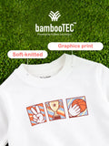 BambooTEC™ Unisex Kids Sweatshirt – White Sports Graphic Full-Sleeve Crewneck