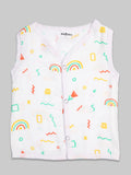 Kidbea Extra Soft Mulmul Cotton Jhabla Cloth for Baby | Cute Chick and Rainbows Print May Vary