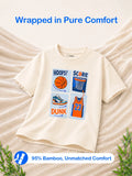 Bamboo Fabric Unisex Kids Half Sleeve T-Shirt Pack of 2 – Basketball & Ocean Graphic Print Soft Summer Tee Set