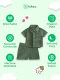 Light Linen Shirt & Pant Dark Green Co-ord Set