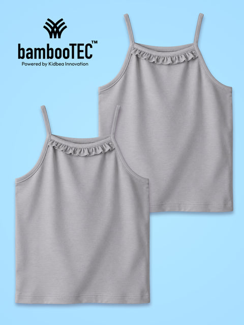 BambooTEC™ Girls Camisole Pack of 2 – Grey Ruffle Strap Tops