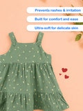Girls Organic Cotton Sage Green Dress with Matching Headband