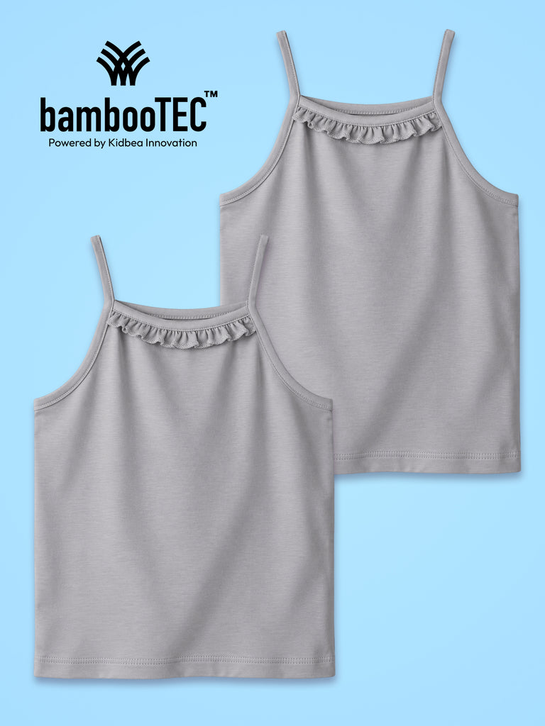 BambooTEC™ Girls Camisole Pack of 2 – Grey Ruffle Strap Tops