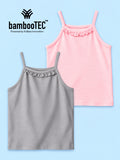 BambooTEC™ Girls Camisole Pack of 2 – Pink & Grey Ruffle Strap Tops