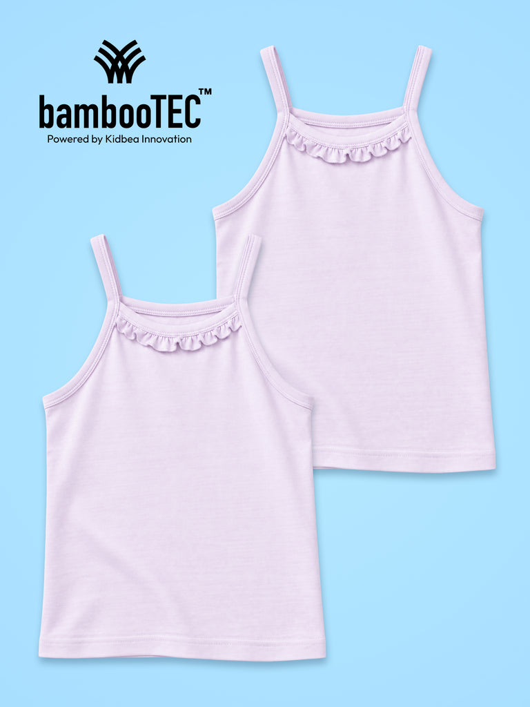 BambooTEC™ Girls Camisole Pack of 2 – Lavender Ruffle Strap Tops