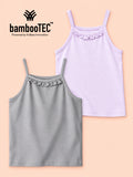 BambooTEC™ Girls Camisole Pack of 2 – Grey & Lavender Ruffle Strap Tops