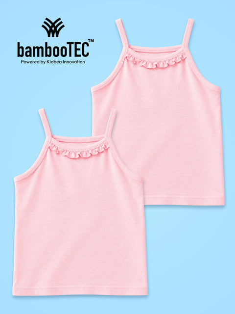BambooTEC™ Girls Camisole Pack of 2 – Pink Ruffle Strap Tops