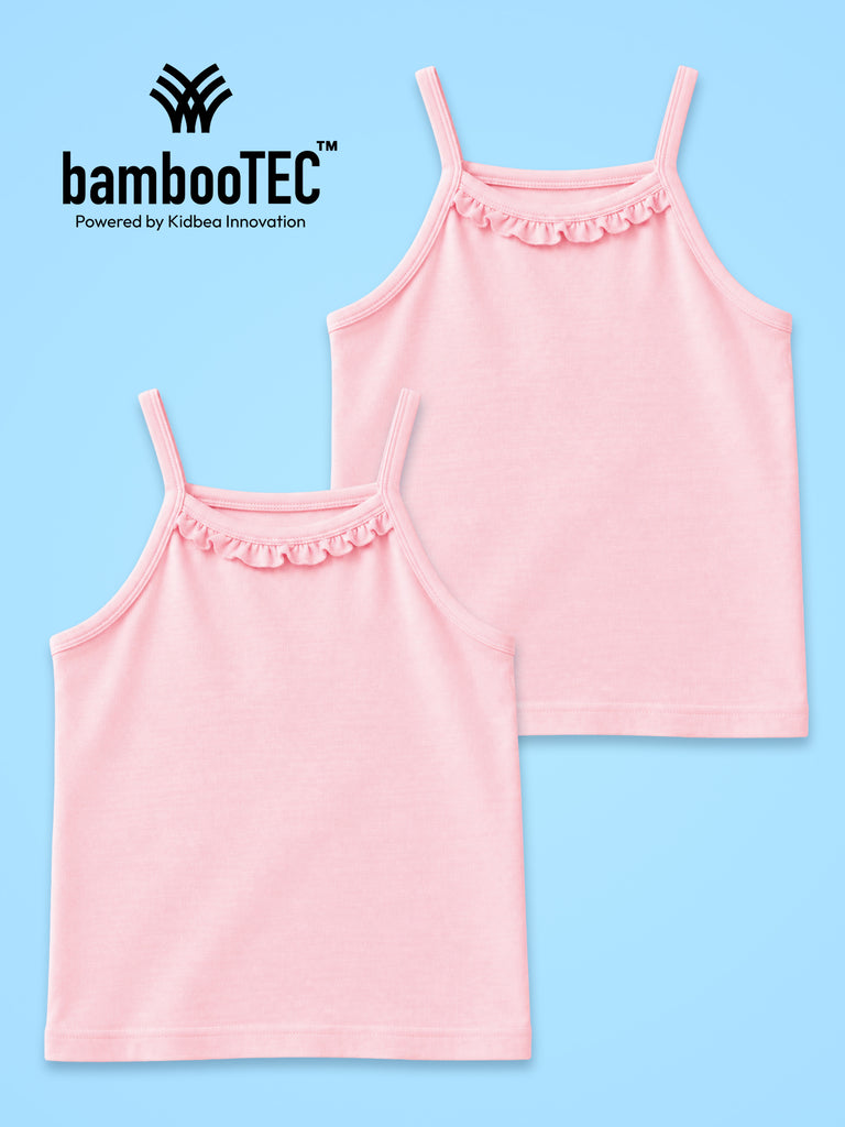BambooTEC™ Girls Camisole Pack of 2 – Pink Ruffle Strap Tops